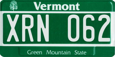 VT license plate XRN062
