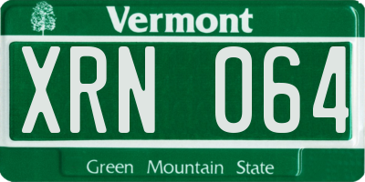 VT license plate XRN064