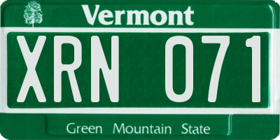 VT license plate XRN071