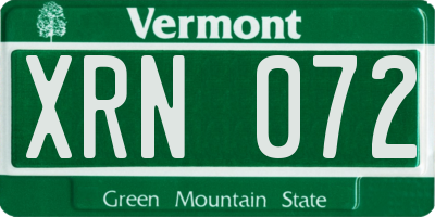 VT license plate XRN072