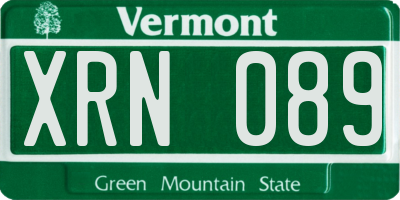 VT license plate XRN089