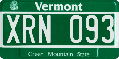 VT license plate XRN093