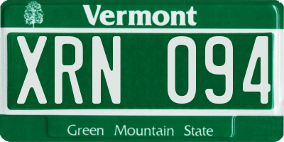 VT license plate XRN094