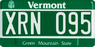 VT license plate XRN095