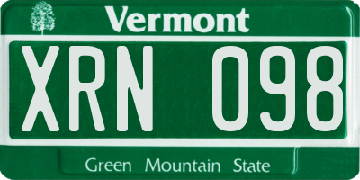 VT license plate XRN098