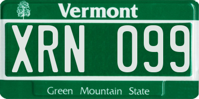 VT license plate XRN099
