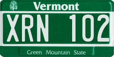 VT license plate XRN102