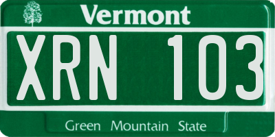 VT license plate XRN103