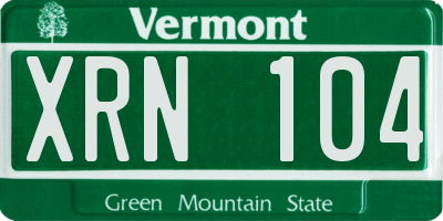 VT license plate XRN104