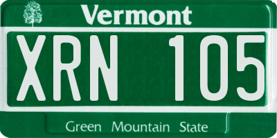 VT license plate XRN105