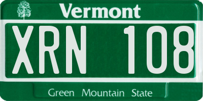 VT license plate XRN108