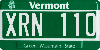 VT license plate XRN110