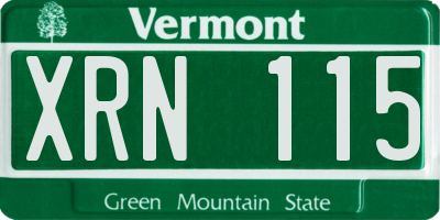 VT license plate XRN115