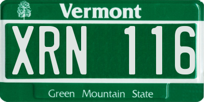 VT license plate XRN116