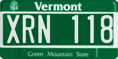 VT license plate XRN118