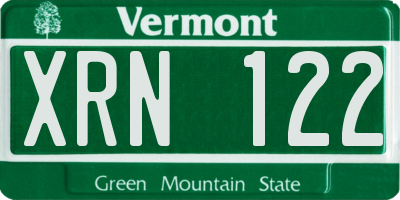VT license plate XRN122