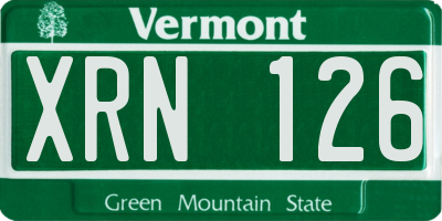 VT license plate XRN126