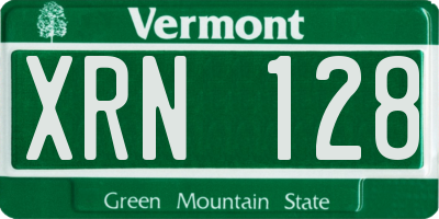 VT license plate XRN128