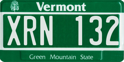 VT license plate XRN132