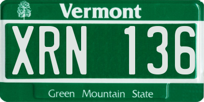 VT license plate XRN136