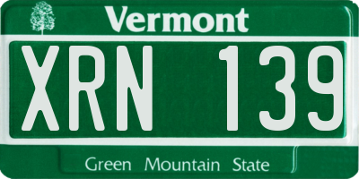 VT license plate XRN139