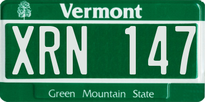 VT license plate XRN147