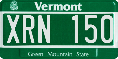 VT license plate XRN150