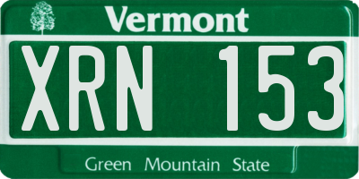 VT license plate XRN153