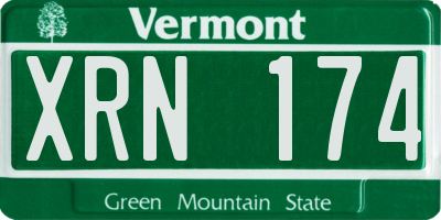 VT license plate XRN174