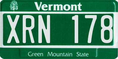 VT license plate XRN178