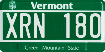 VT license plate XRN180