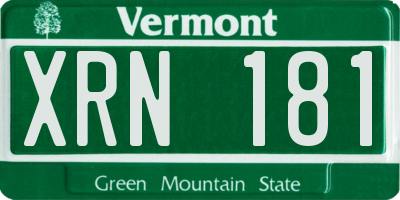 VT license plate XRN181