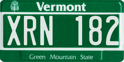 VT license plate XRN182
