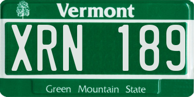 VT license plate XRN189