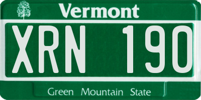 VT license plate XRN190