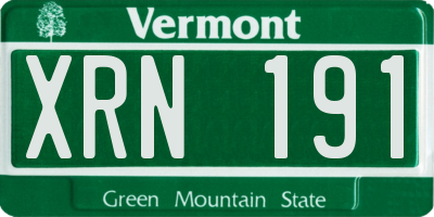 VT license plate XRN191