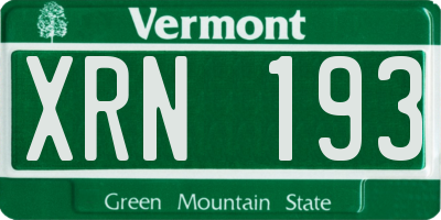 VT license plate XRN193