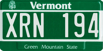 VT license plate XRN194