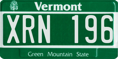 VT license plate XRN196