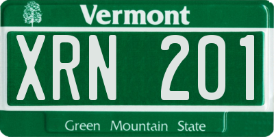 VT license plate XRN201