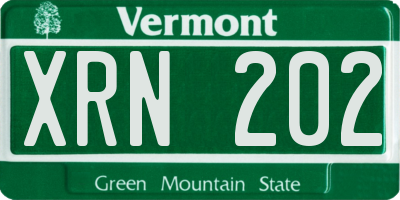 VT license plate XRN202