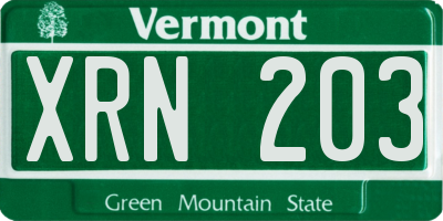 VT license plate XRN203
