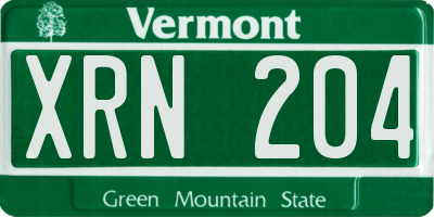 VT license plate XRN204