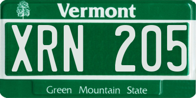 VT license plate XRN205