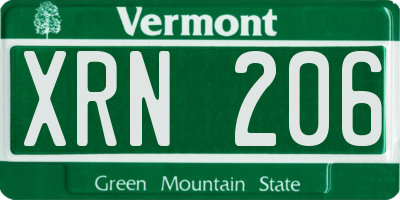 VT license plate XRN206