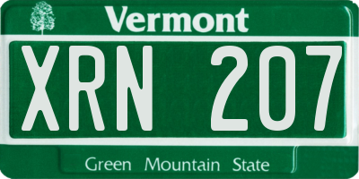VT license plate XRN207