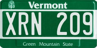 VT license plate XRN209