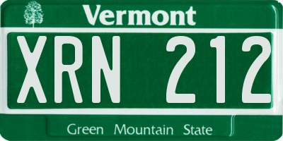 VT license plate XRN212