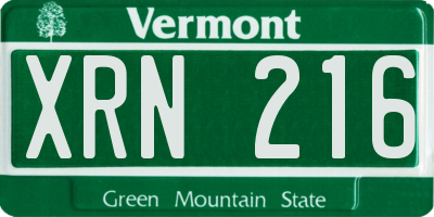 VT license plate XRN216