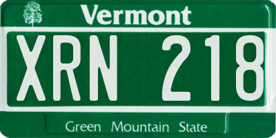 VT license plate XRN218